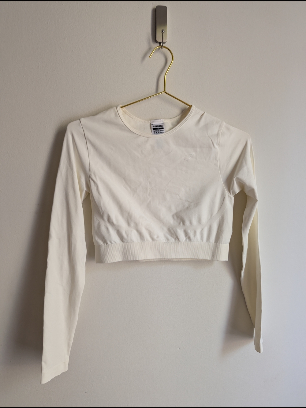 Gymshark Cream Long Sleeve Cropped Top